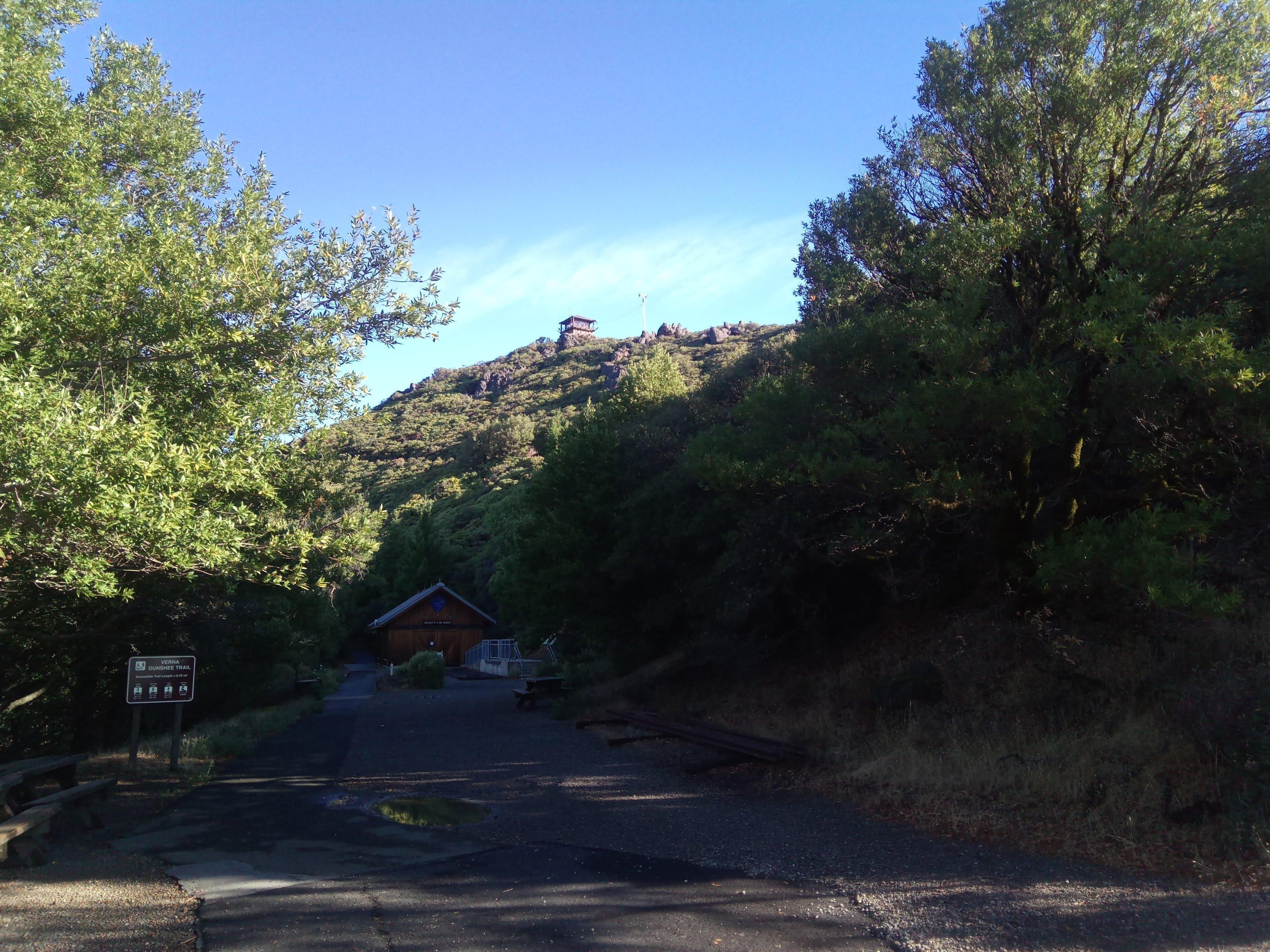 Fire lookout as seen from parking
